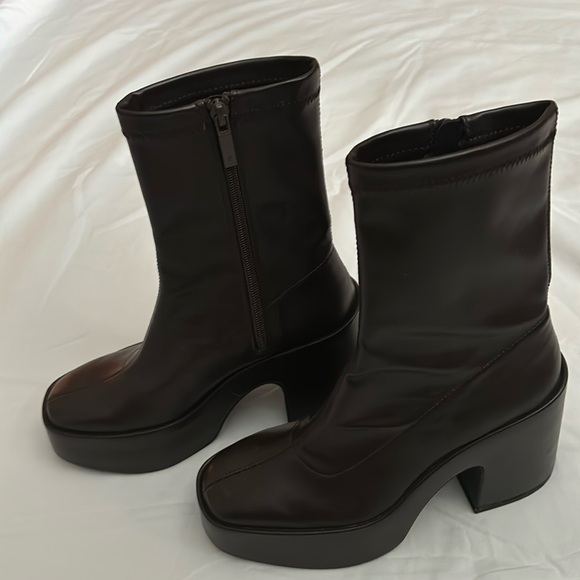 Zara platform boots size 37 dark chestnut brown - Picture 4 of 6